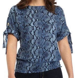 Michael Kors Snakeskin Kimono Smock Waist Blouse